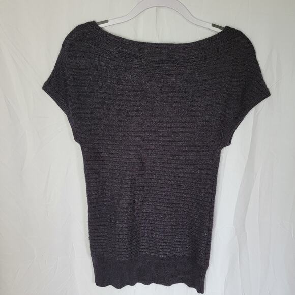 Calvin Klein Purple Metallic Wool Blend Cap Sleeve Tunic Sweater Blouse Size XS - Picture 11 of 11